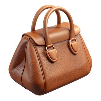wonderful modern Leather Handbag Brown Color Isolated on Transparent Background exclusive png