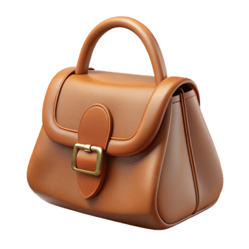 vibrant rustic Leather Handbag Brown Color Isolated on Transparent Background genuine png