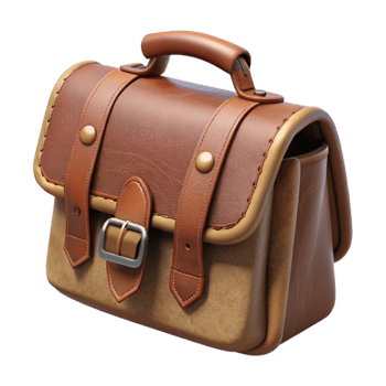 serene traditional Leather Portfolio Bag Side View Isolated Element authentic png