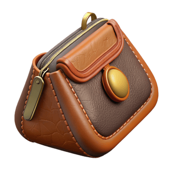 elegant contemporary Leather Purse with Zipper Transparent Background high resolution png
