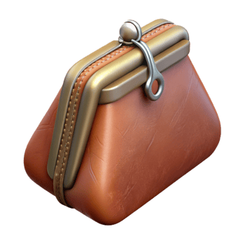 beautiful contemporary Leather Purse with Zipper Transparent Background high quality png