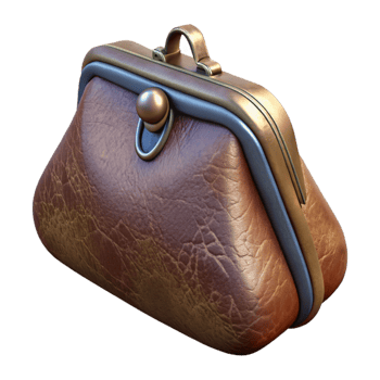 wonderful vintage Leather Purse with Zipper Transparent Background detailed png