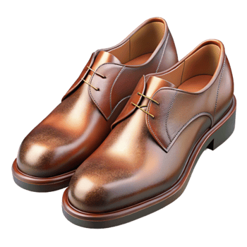 elegant rustic Leather Shoes Polished Finish Transparent 4K png