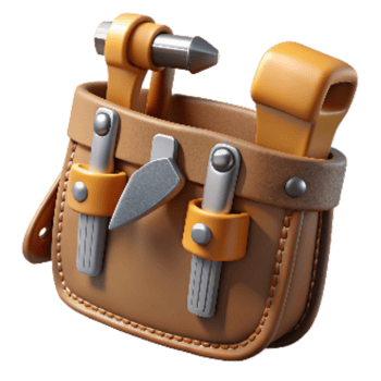 magnificent minimalist Leather Tool Belt with Hammer and Nails Isolated high quality png