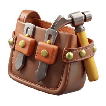 magnificent classic Leather Tool Belt with Hammer and Nails Isolated premium png