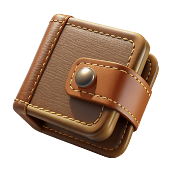 serene artistic Leather Wallet Brown Stitching Transparent Background original png