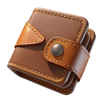 elegant artistic Leather Wallet Brown Stitching Transparent Background authentic png