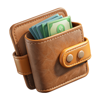elegant classic Leather Wallet with Cash Transparent Background authentic png