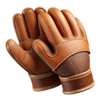vibrant rustic Leather Work Gloves with Stitching Detail Isolated 4K png