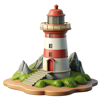 beautiful contemporary Lighthouse on Coastline Scenic View Isolated high resolution png