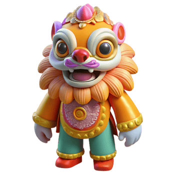 wonderful contemporary Lion Dance Costume Colorful Festive Transparent Background high quality png