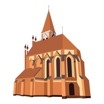 Old Kenigsberg german church. St. Adalbert Roman Catholic Neo-Gothic chapel. Kaliningrad russia tourist sight. Flat illustration vector