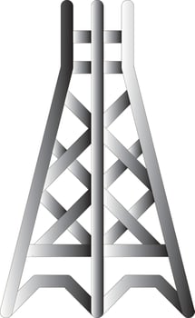 Minimalist illustration representing an industrial structure, emphasizing geometric lines and a sleek gray color scheme. vector