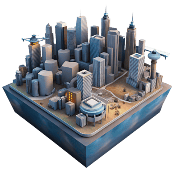 extraordinary contemporary Low Light Cityscape Drone Perspective Isolated original png