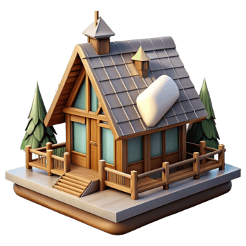 magnificent artistic Luxury Cabin with Mountain View Isolated exclusive png