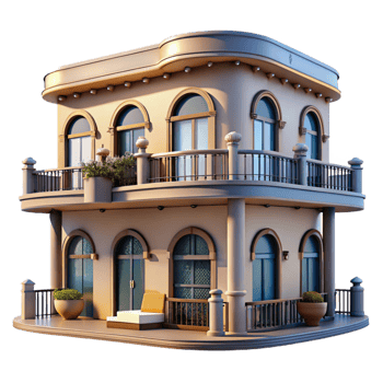 dramatic vintage Luxury Apartment with Balcony Isolated authentic png