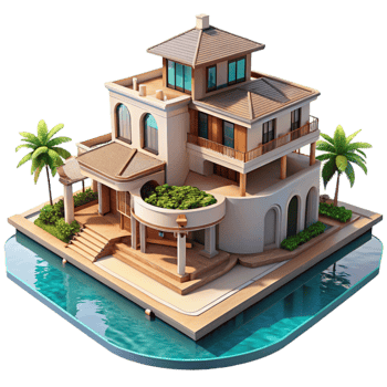 wonderful contemporary Luxury Villa Ocean View Isolated detailed png