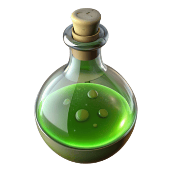 stunning creative Magic Potion Bottle with Green Liquid Transparent Element 4K png
