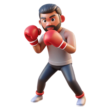 magnificent creative Man Boxing with Gloves Isolated high resolution png