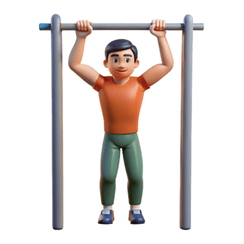 extraordinary artistic Man Doing Pull Ups Front View Isolated Cutout 4K png
