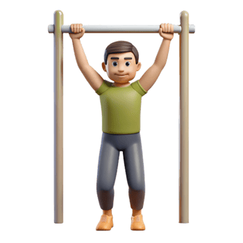 vibrant contemporary Man Doing Pull Ups Front View Isolated Cutout professional png