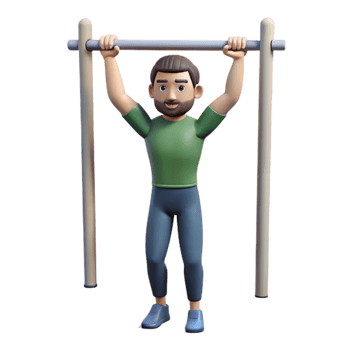 dramatic rustic Man Doing Pull Ups Front View Isolated Cutout original png