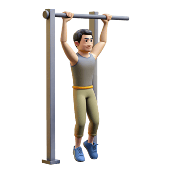 beautiful rustic Man Doing Pull Ups Front View Isolated Cutout authentic png