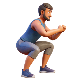 stunning modern Man Doing Squats Side View Isolated Cutout authentic png