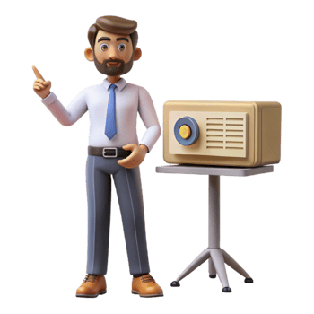 extraordinary classic Man Giving a Presentation with Projector Isolated professional png