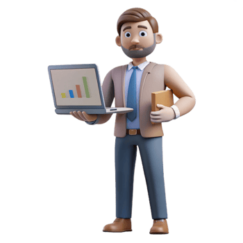 beautiful traditional Man Giving Presentation on Laptop Isolated original png