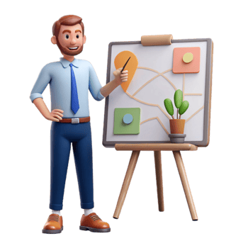 magnificent abstract Man Giving Presentation on Laptop Isolated 4K png