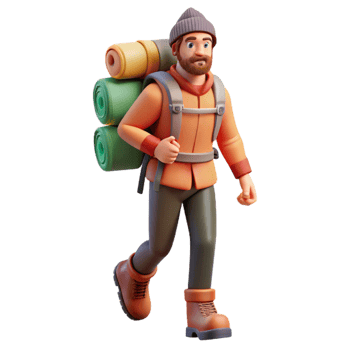 beautiful traditional Man Hiking with Backpack Isolated exclusive png