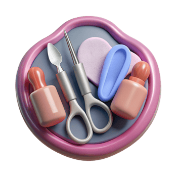 dramatic traditional Manicure Tools Set Top View Transparent Cutout exclusive png