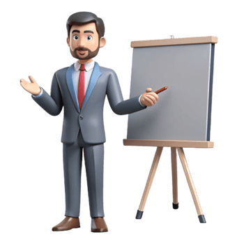stunning abstract Man in Suit Giving Presentation Isolated Element detailed png