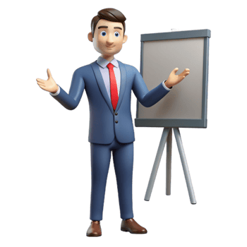vibrant artistic Man in Suit Giving Presentation Isolated Element high quality png