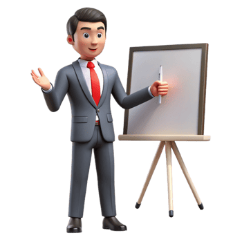 impressive traditional Man in Suit Giving Presentation Isolated Element 4K png