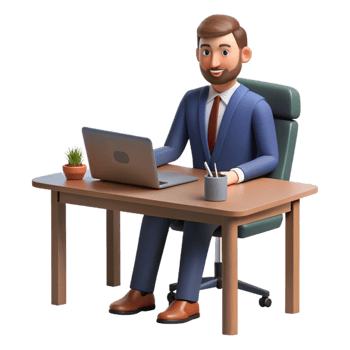 stunning contemporary Man in Suit Sitting Desk Cutout genuine png