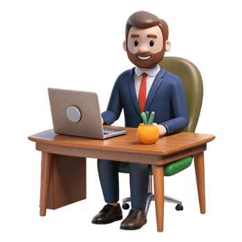magnificent abstract Man in Suit Sitting Desk Cutout premium png