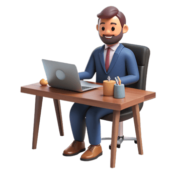magnificent creative Man in Suit Sitting Desk Cutout genuine png