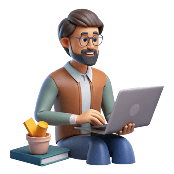 magnificent rustic Man Learning New Skills Online Isolated exclusive png