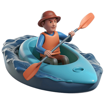 serene abstract Man Kayaking on Lake Isolated exclusive png