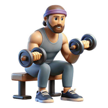 extraordinary contemporary Man Lifting Dumbbells Bench Isolated original png