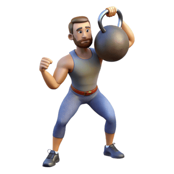 dramatic abstract Man Lifting Kettlebell Isolated Cutout high resolution png