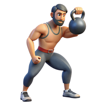 magnificent creative Man Lifting Kettlebell Side View Cutout authentic png