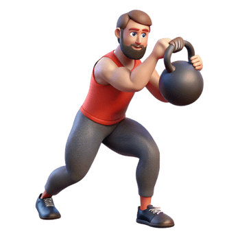 stunning modern Man Lifting Kettlebell Side View Cutout premium png