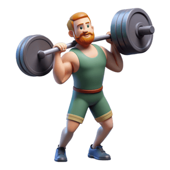 impressive creative Man Lifting Weights Overhead Transparent Background exclusive png