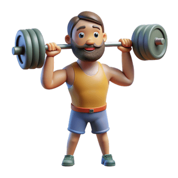 impressive rustic Man Lifting Weights Overhead Transparent Background premium png