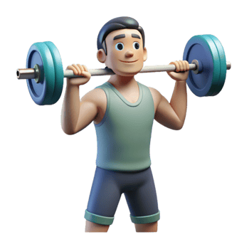 vibrant rustic Man Lifting Weights Overhead Transparent Background high quality png