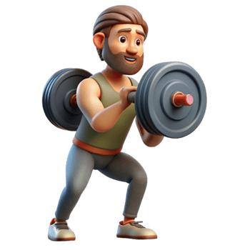 stunning abstract Man Lifting Weights Side View Isolated professional png