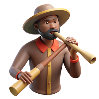 stunning artistic Man Playing Didgeridoo in Outback Cutout 4K png